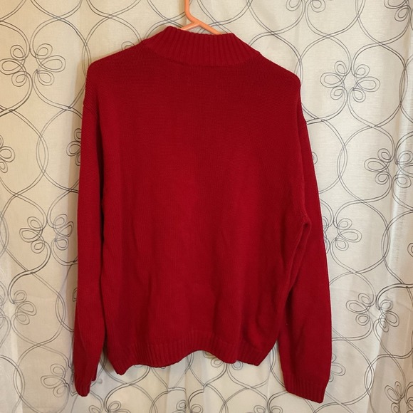 Men's Chaps Red Quarter Zip Long Sleeve Pullover Sweater Size Large - Picture 6 of 7
